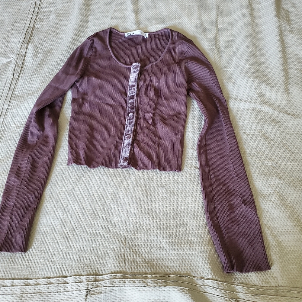 Zara ribbed long sleeve crop top